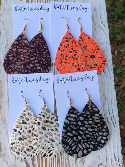 Spotted Leather Hang Earrings
