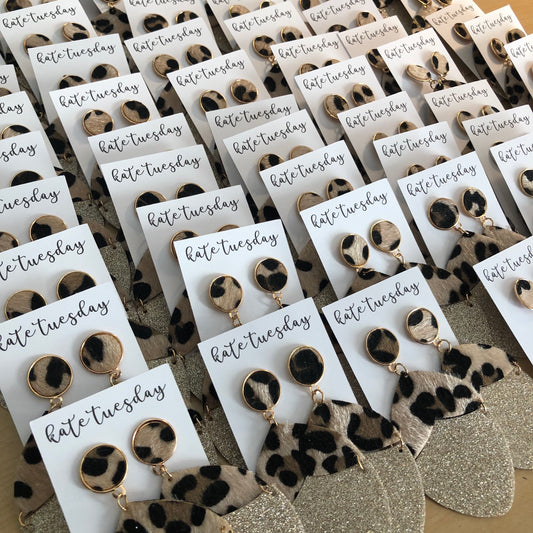 Cheetah Glitter Hanging Earrings
