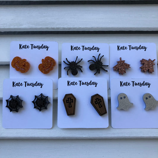 Halloween Themed Box of Earrings (6 Pairs) or Singles