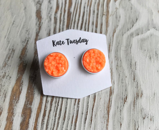 Orange Halloween Druzy Earrings