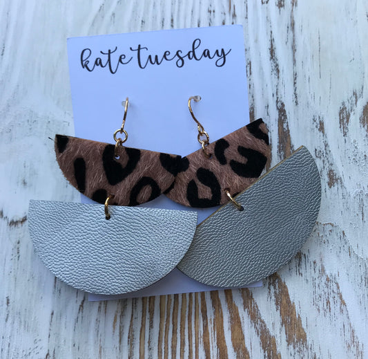 Leather Animal Print Earrings