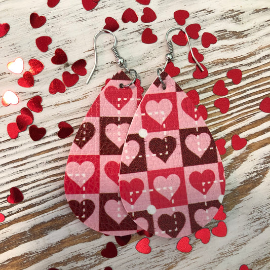 Heart Box Multi Hearts Leather Earrings