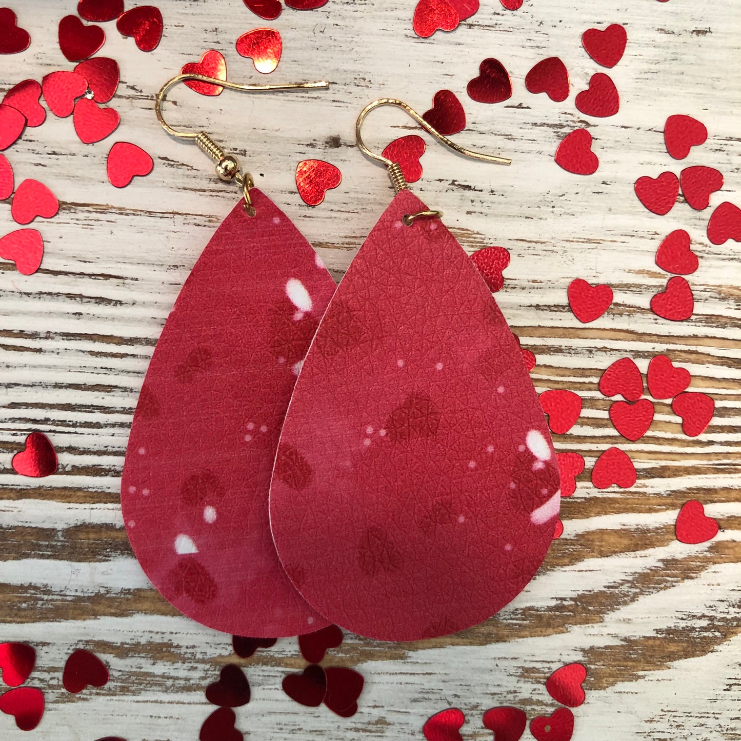 Red Heart Leather Earrings