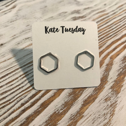 Simple Hexagon Stud Earrings