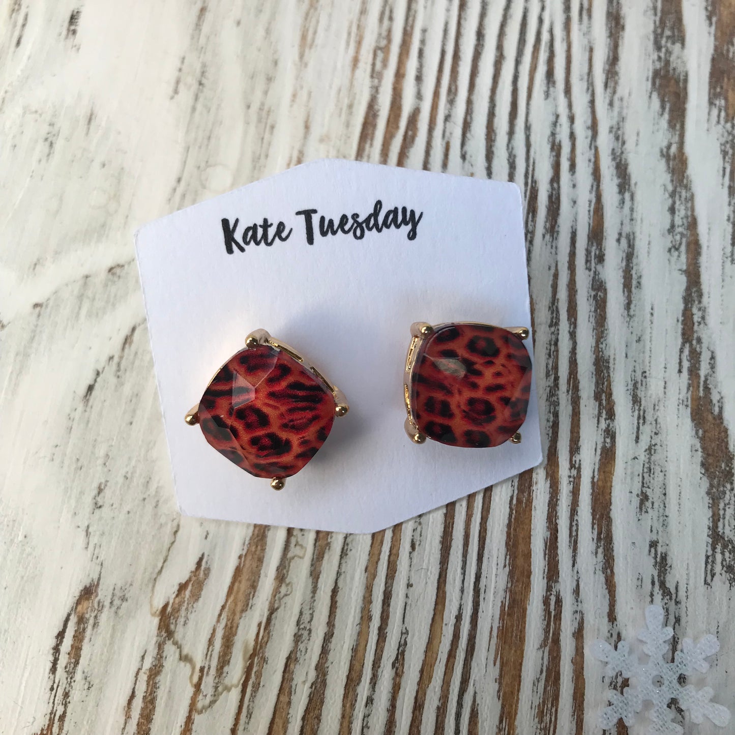 Red Cheetah Stud Earrings
