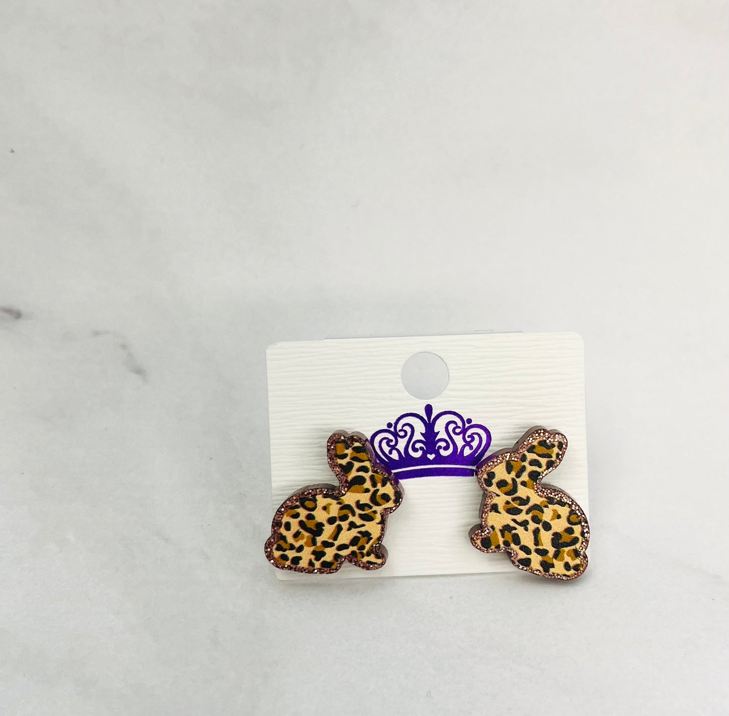 Cheetah Easter Bunny Stud Earrings