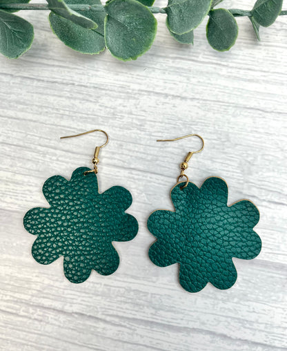 Funky Green Flower Hanging Earrings