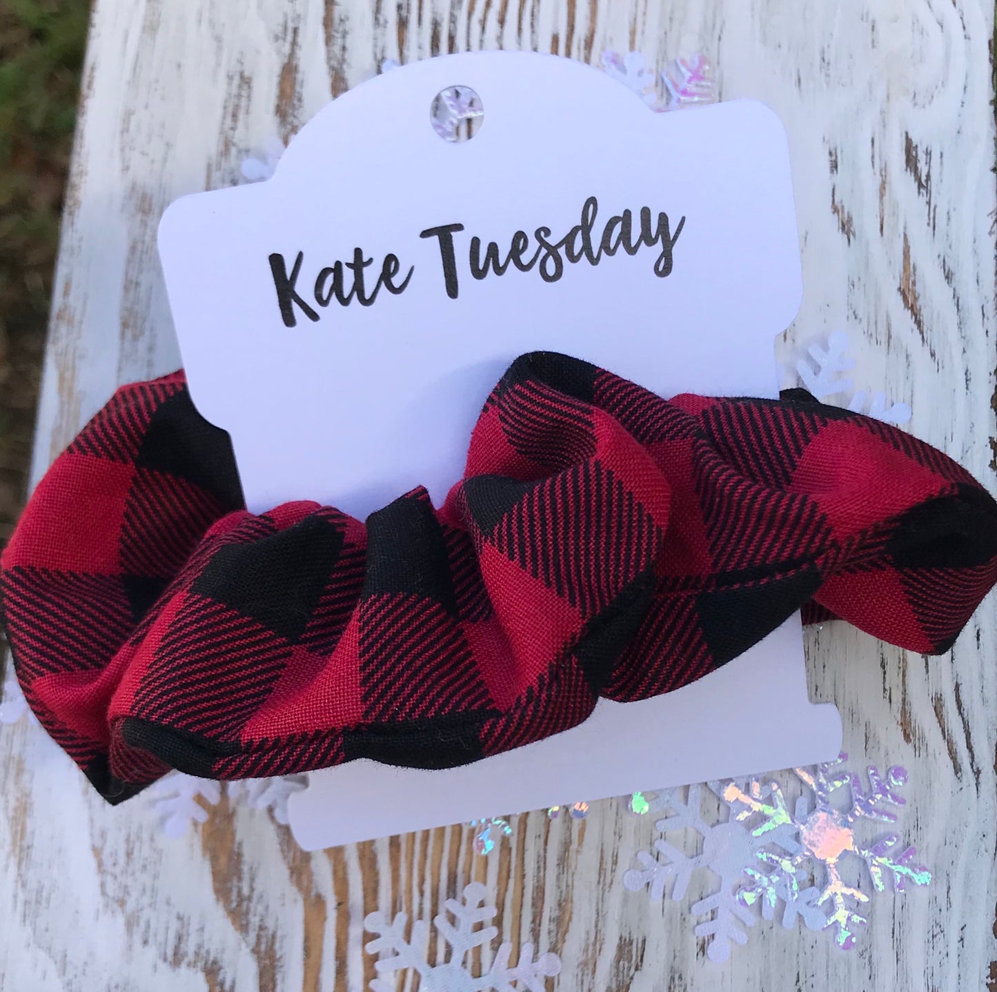 Red and Black Plaid Holiday Hair Scrunchies