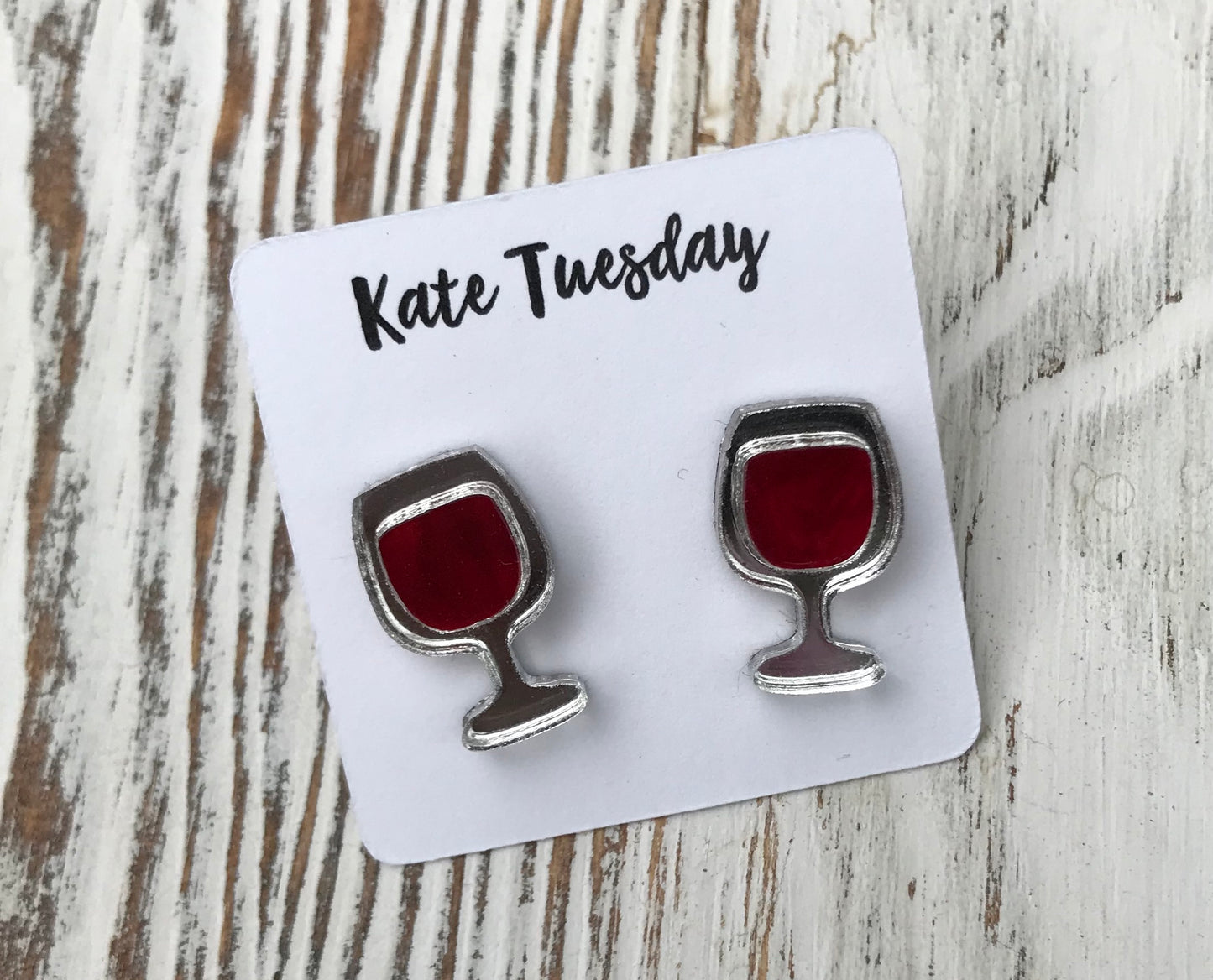 Red Wine Glass Acrylic Stud Earrings
