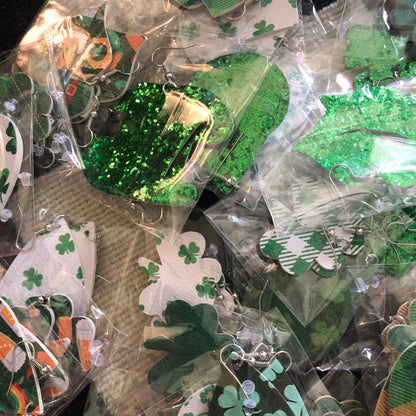 St Patricks Day Earring Leather Glitter Grab Bags