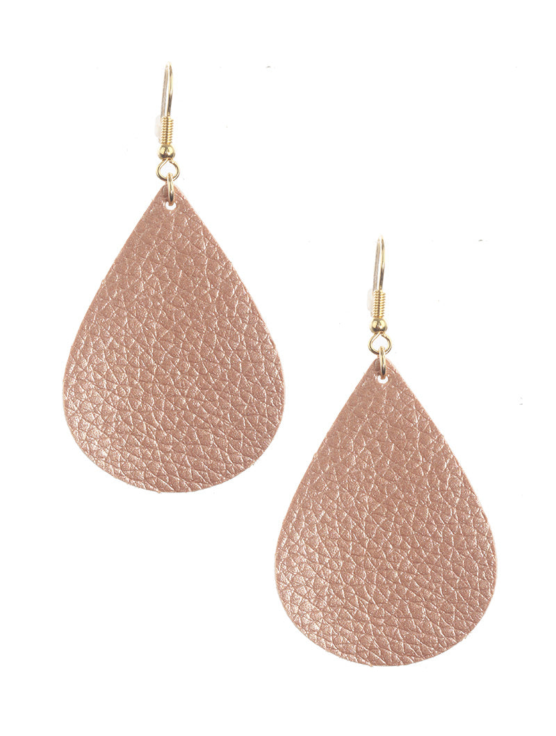 Pink Simple Faux Leather Earrings