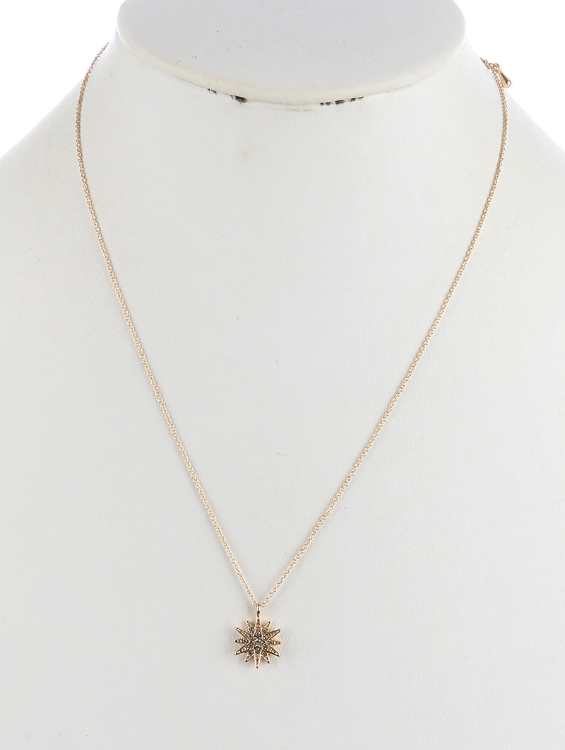 Pave Crystal Gold Starburst Necklace