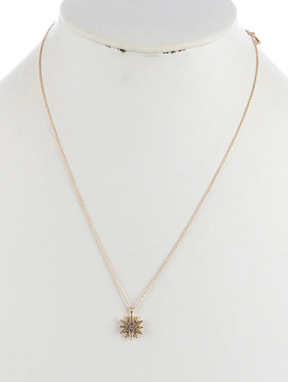 Pave Crystal Gold Starburst Necklace