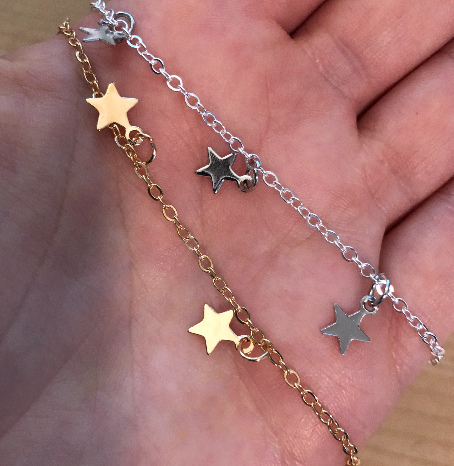 Star Anklet Bracelets in Silver and Gold