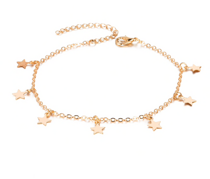 Star Anklet Bracelets in Silver and Gold