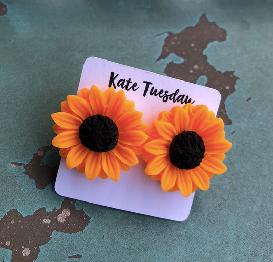 Large Sunflower Stud Earrings