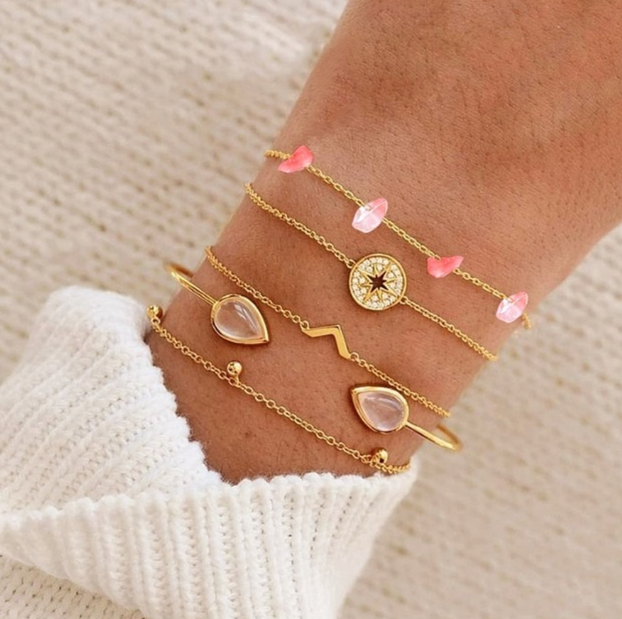 Simple Gold Sun Bracelet Set