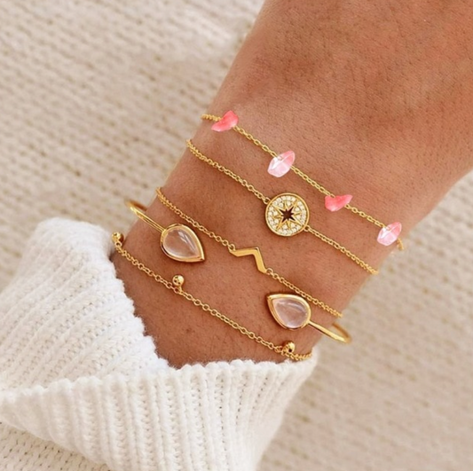 Simple Gold Sun Bracelet Set