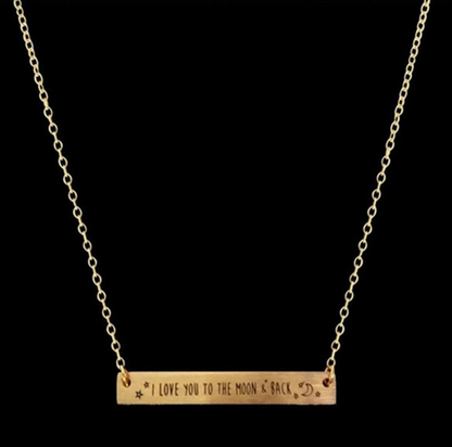 I Love You To The Moon and Back Necklace Silver and Gold