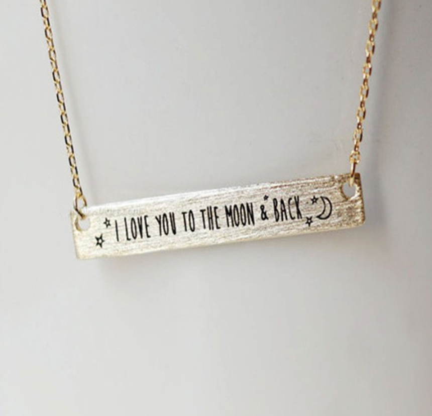 I Love You To The Moon and Back Necklace Silver and Gold