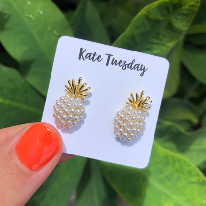 Pearled Pineapple Stud Earrings