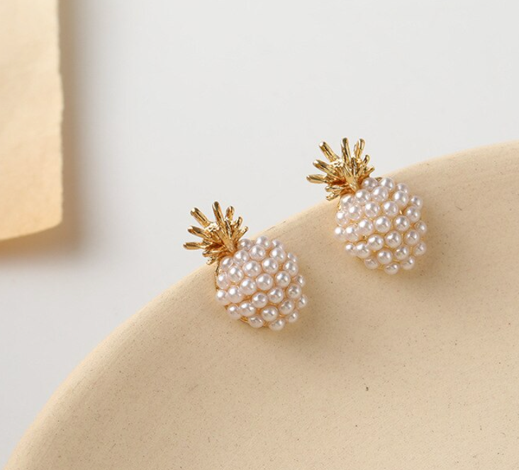 Pearled Pineapple Stud Earrings