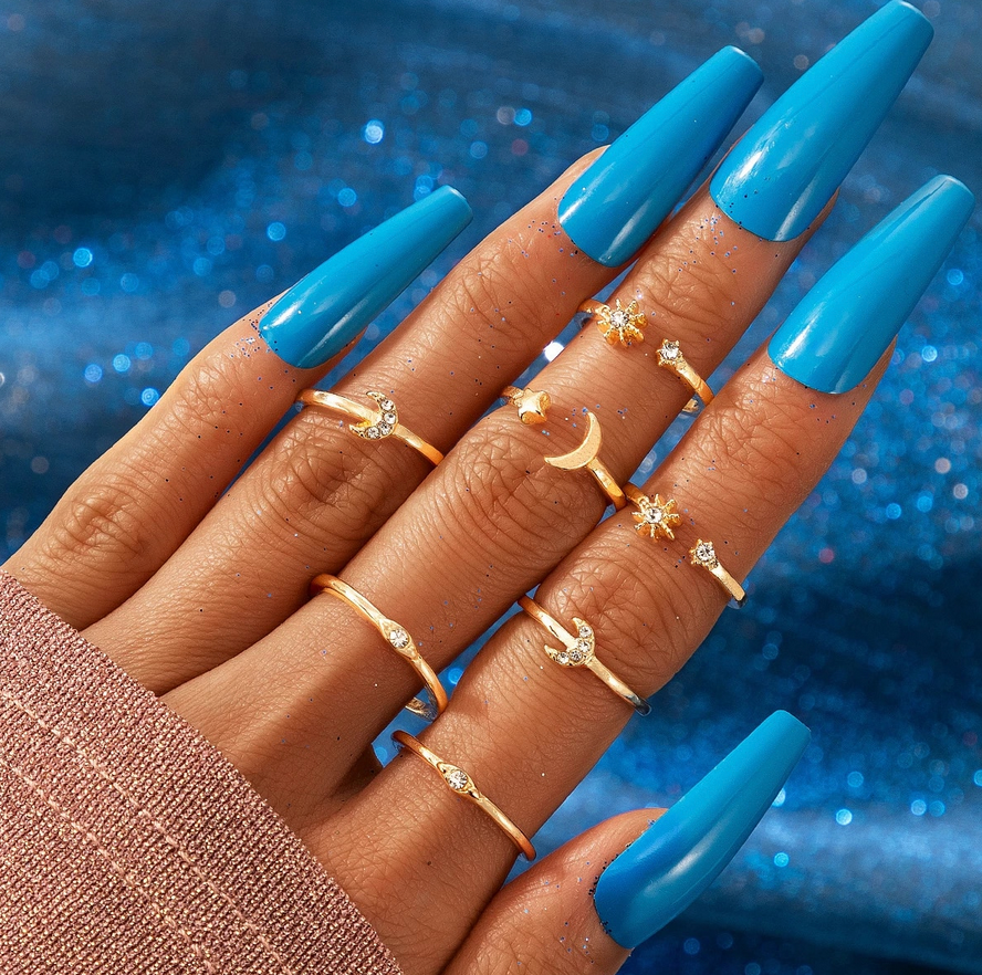 Gold Esma 3 Piece Ring Set