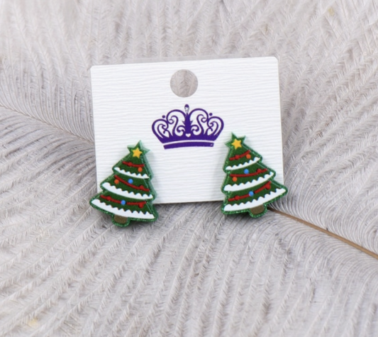Christmas Tree Glitter Christmas Earrings