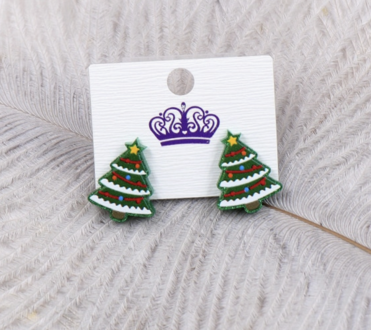 Christmas Tree Glitter Christmas Earrings