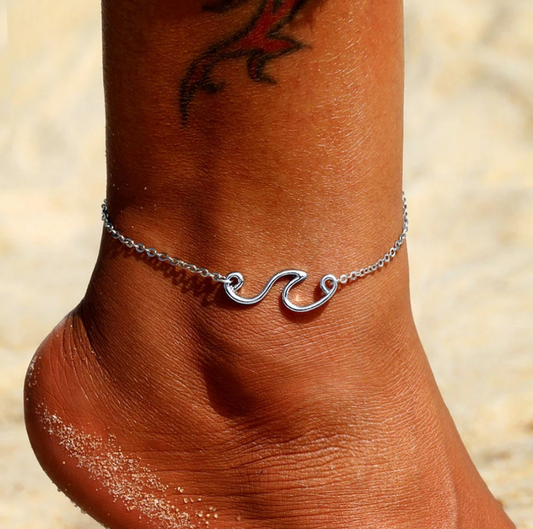 Silver Wave Anklet