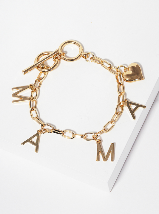 Gold Chunky Chain MAMA Bracelets Toggle Chain