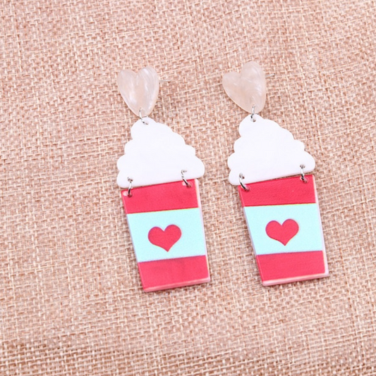 Cute Coffee Cup Acrylic Earrings