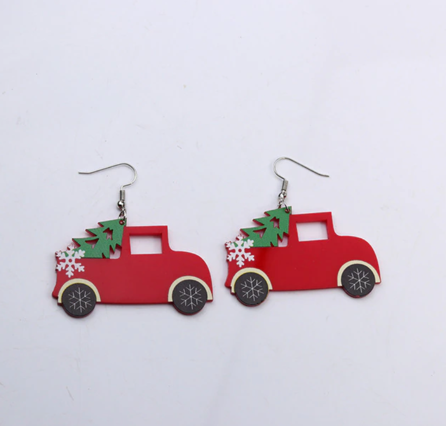 Christmas Trucks Acrylic Earrings
