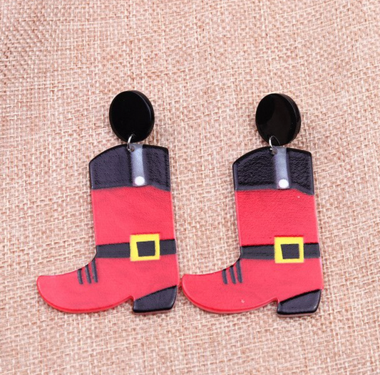 Santa Boots Acrylic Earrings