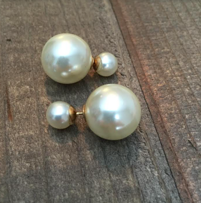 Double Pearl Cream Elegance Pearl Earrings