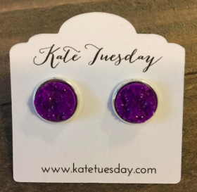 Miami Purple 12mm Druzy Earrings