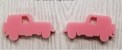 Sparkly Jeep Stud Acrylic Earrings CHOOSE YOUR COLOR (18 available)