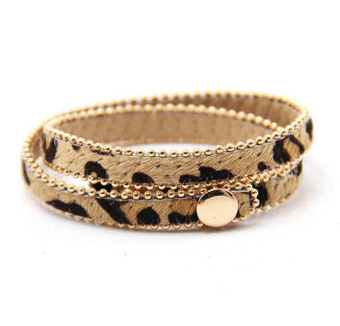 Cheetah Faux Animal Hair Snap Bracelet