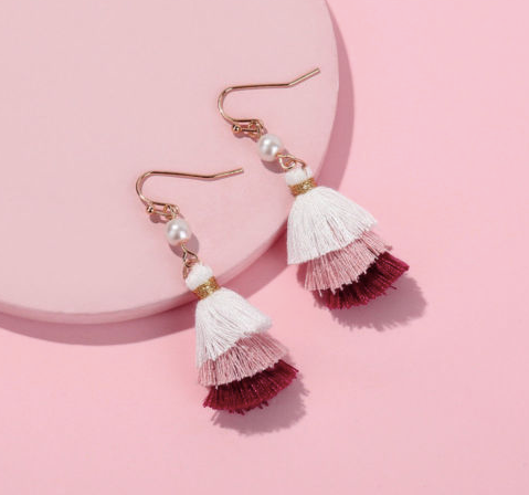 Mini Pink Pearl Tassel Earrings
