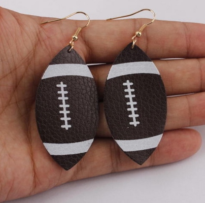 Faux Leather Football Hang Earrings