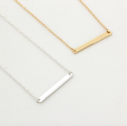 Horizontal Bar Necklaces in Silver and Gold
