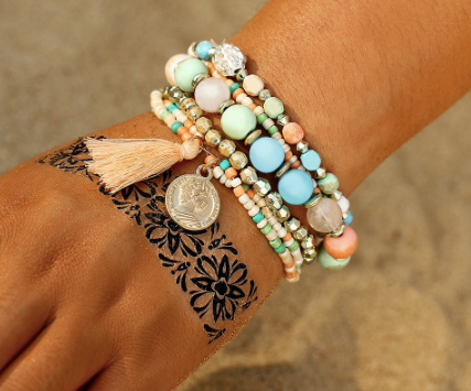 FunFetti Coral Blue Summer Bracelet Set