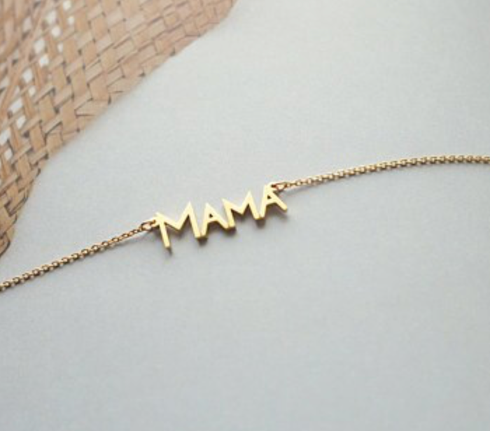 Gold Mom and Love Necklace