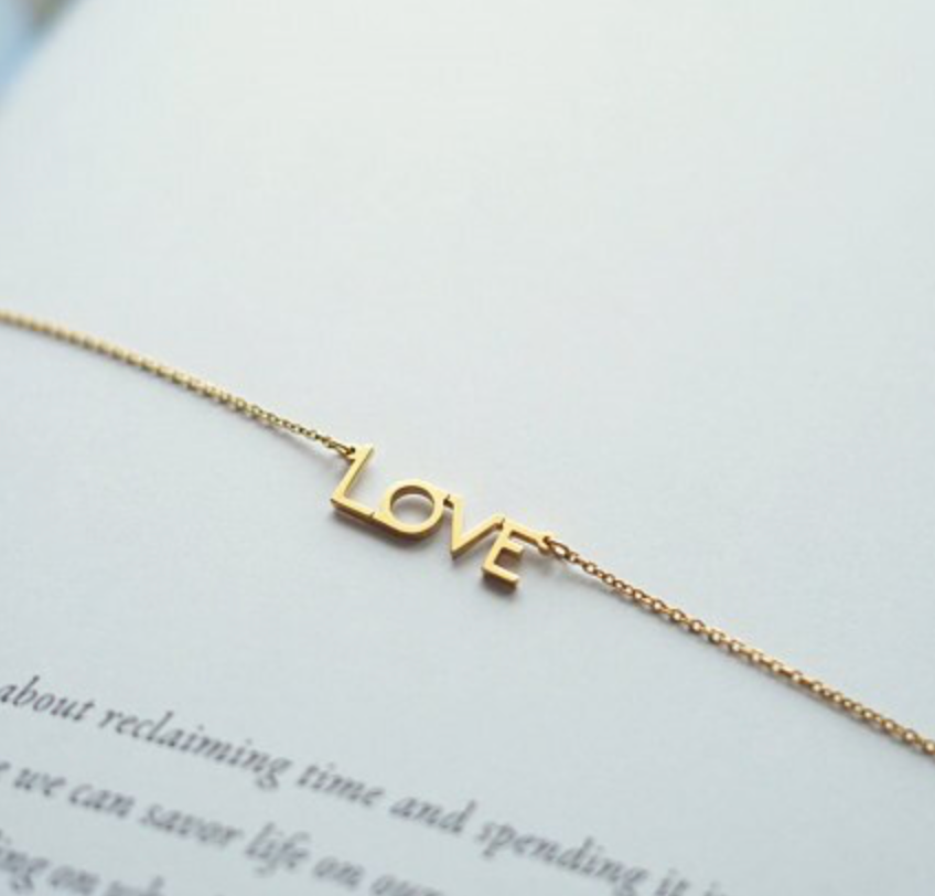 Gold Mom and Love Necklace