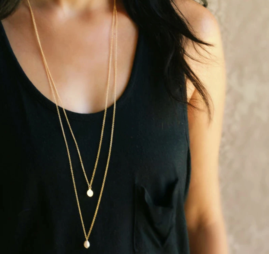 Double Coin Pearl Layered Necklace