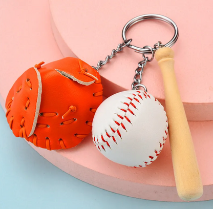 Baseball Bat Glove and Ball Key Chain