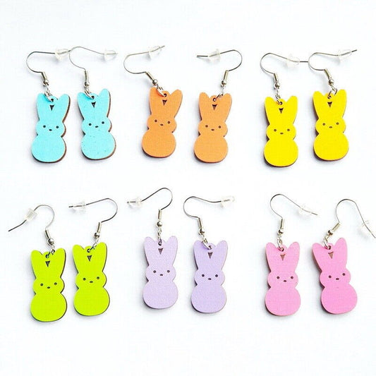 Hanging Fun Colored Bunny Earrings