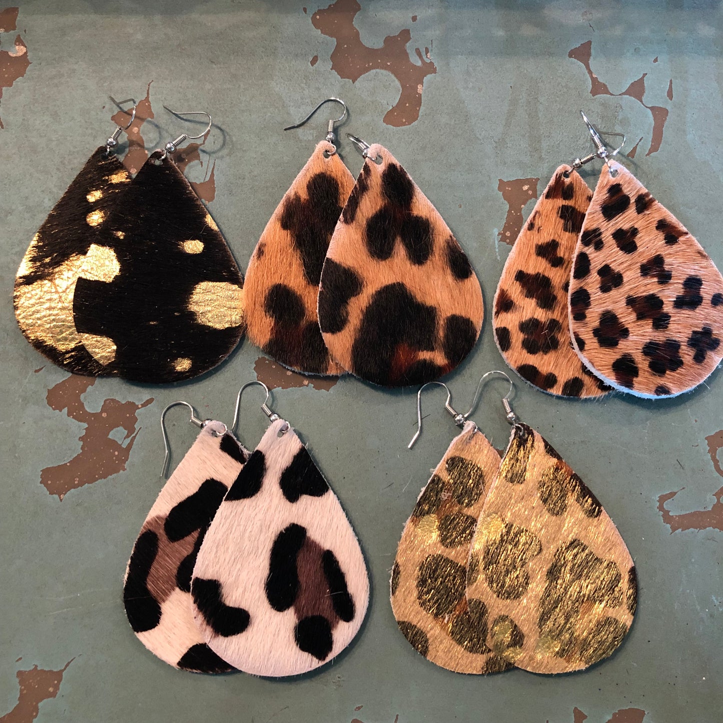 Leopard Animal Print Hair on Hide Earrings