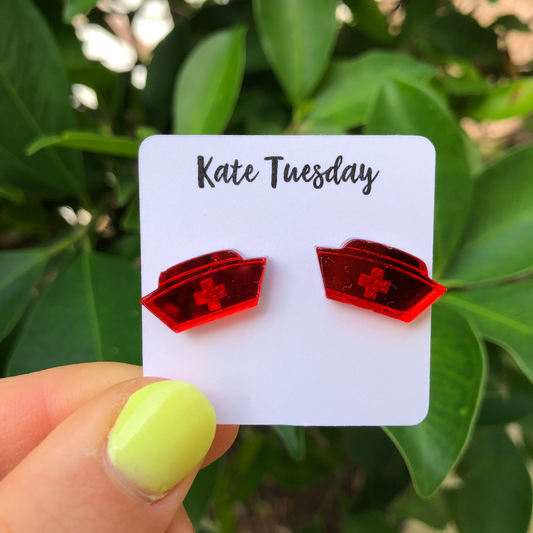 Nurse's Cap Stud Earrings