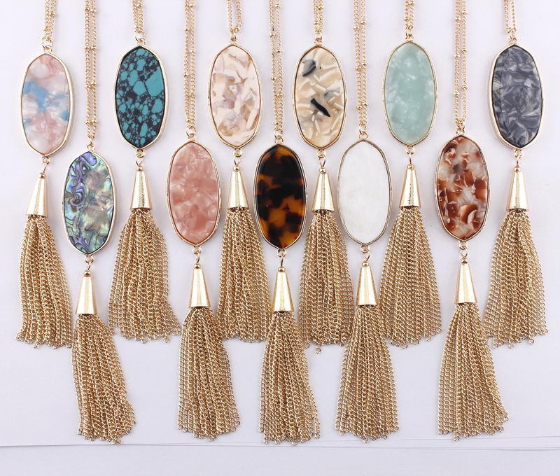 Abalone Shell Necklaces with Gold Tassel